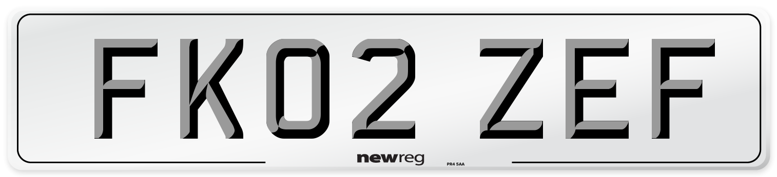 FK02 ZEF Number Plate from New Reg